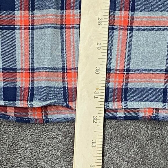 Banana Republic Men XL Gray Blue Red Plaid Flannel Long Sleeve Button Down Shirt - Picture 11 of 13